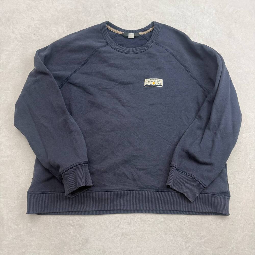 REI Co-op Men's Pullover Sweatshirt Navy Blue Size Large Raglan Sleeve Patch